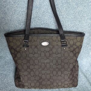 Coach Brown and Black Signature Tote